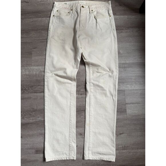 Sid Mashburn Slim Straight Natural Denim Jeans 32x32 Men’s USA Cream - Picture 1 of 16